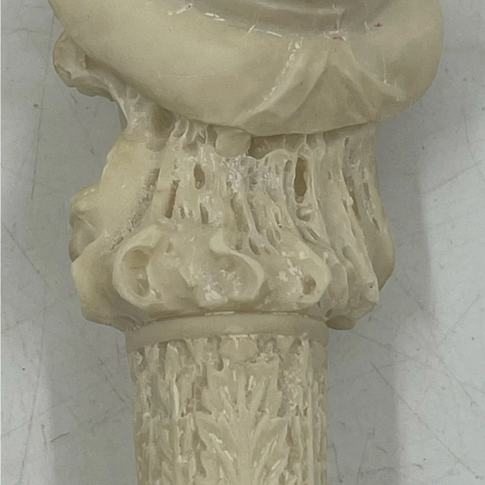 Vintage Letter Opener Victorian Woman Carved White Head w/ Bronze or Brass Blade